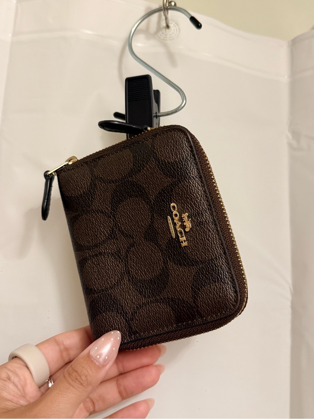 Coach Brown Signature Wallet with Gold Logo